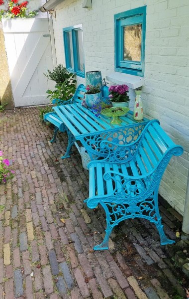 romantische antieke ijzeren gietijzeren tuinbank tuintafel BenB wonderland